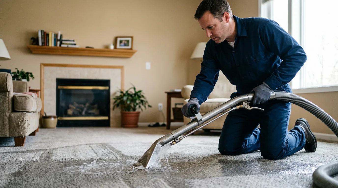 Water damage restoration technician working near Brockwell, AR